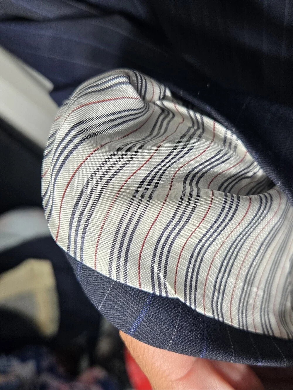 Vintage Burberry For Rochester Blue Pinstripe Wool Suit Size 50 XLG Big And Tall